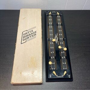 Vintage Curtis Cribbage Counter Slider Board Pegless W/ Box - Black Version